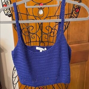 Olivaceous Blue Crochet Crop Top